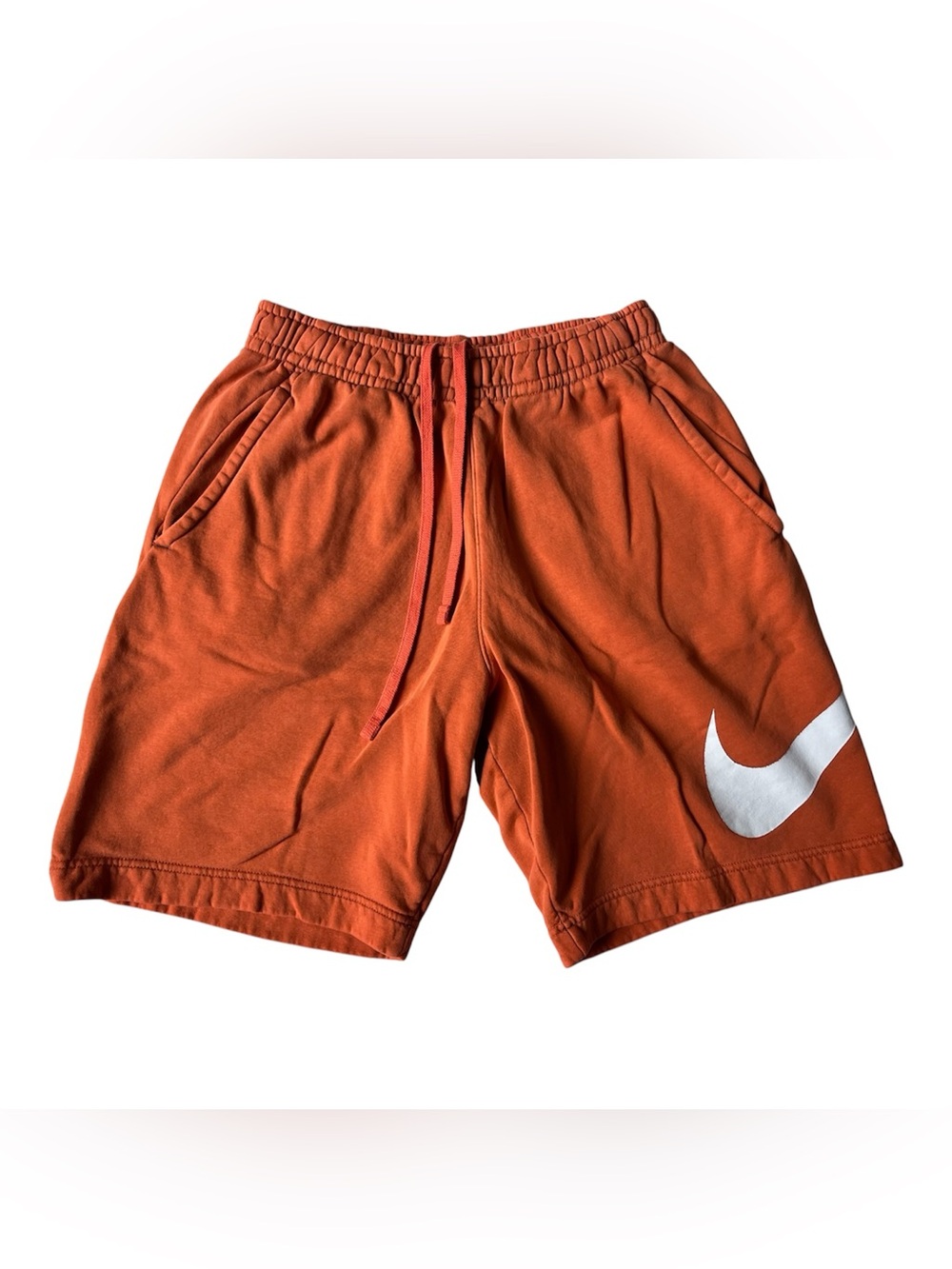 Y2K NIKE ORANGE FLEECE SHORTS MENS SMALL